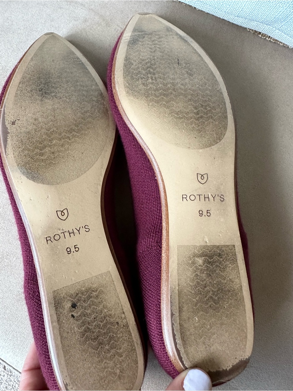 Rothy's The Point Ballet Flat Slip-On Merino Wool Currant Pink Size 9.5 - Picture 13 of 15